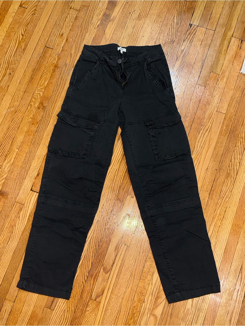 Garage Black Straight-Leg Cargo Jeans